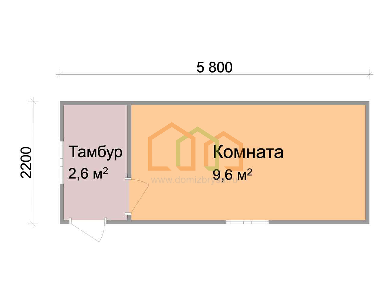 Дачная бытовка Василёк 5.8x2.2 Площадь: 12.76 м² в готовом виде под ключ в  Липецке и области